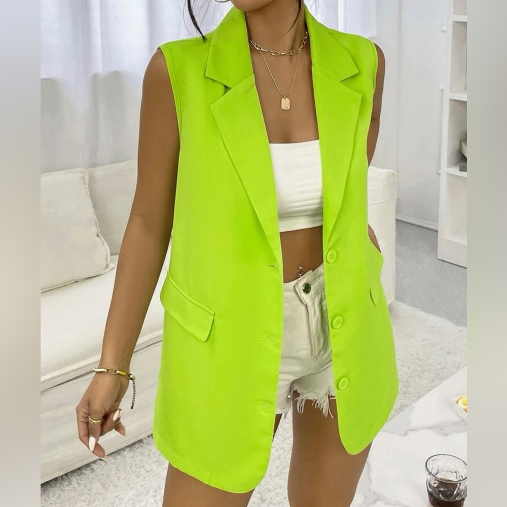 Neon Green Vest Blazer *New Never Worn*